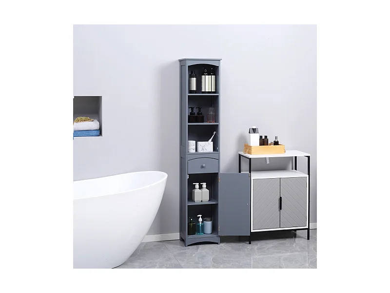 Meuble colonne salle de bains KEYROS gris
