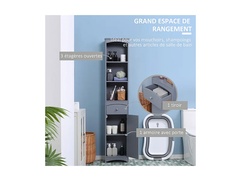 Meuble colonne salle de bains KEYROS gris