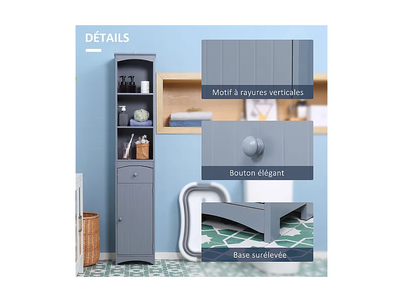 Meuble colonne salle de bains KEYROS gris