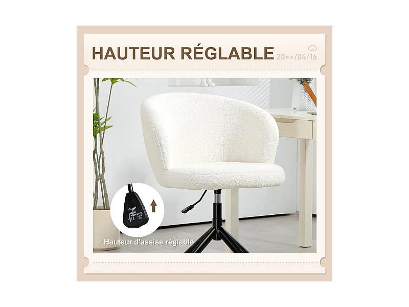 Chaise de bureau LANA blanc crème
