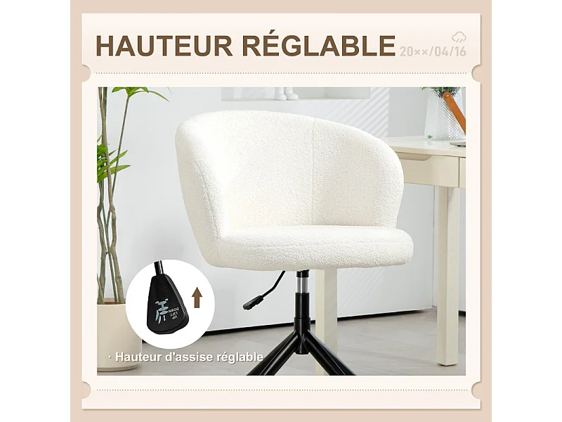 Chaise de bureau LANA blanc crème