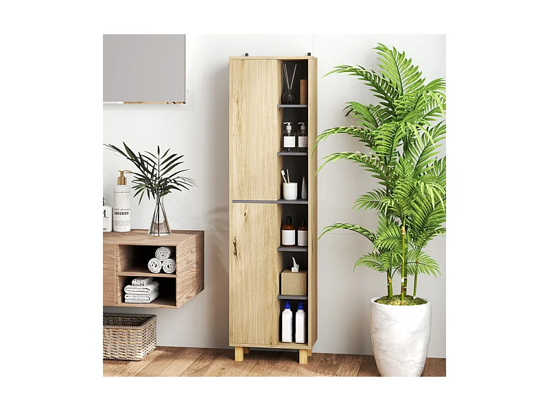 Meuble colonne étagère salle de bain ROBBY bois naturel