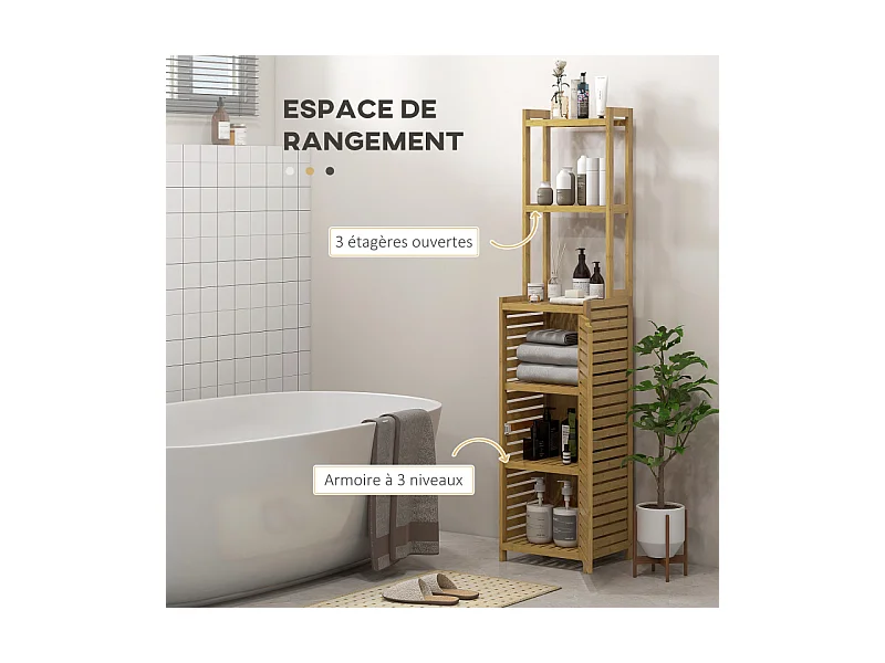 Meuble colonne salle de bains ANEGY bambou 