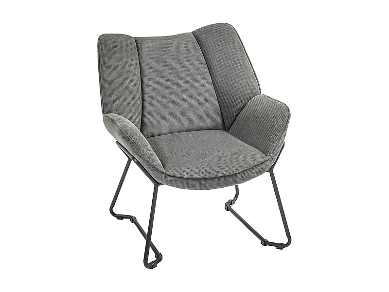 Fauteuil lounge design contemporain enveloppant acier noir tissu gris