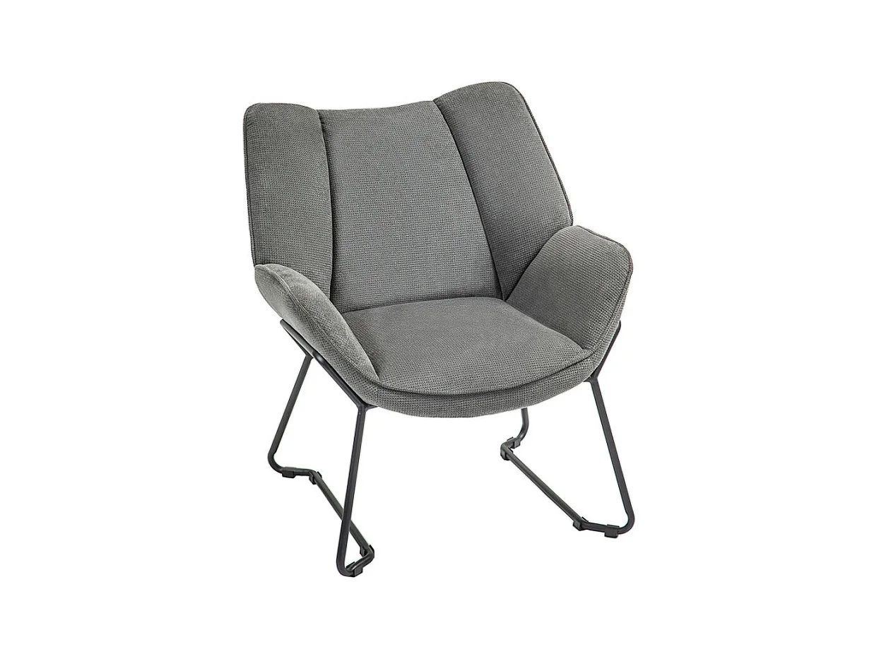 Fauteuil lounge design contemporain enveloppant acier noir tissu gris