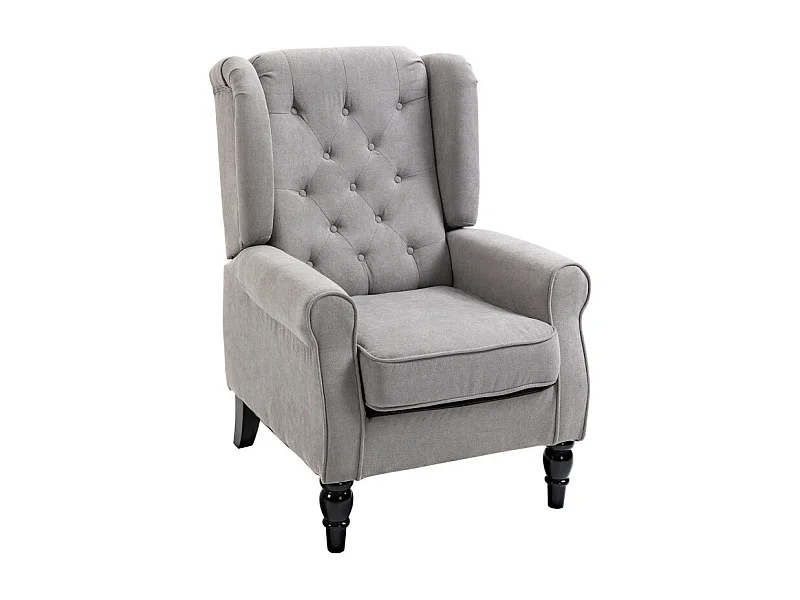 Fauteuil capitonné REYNALD gris