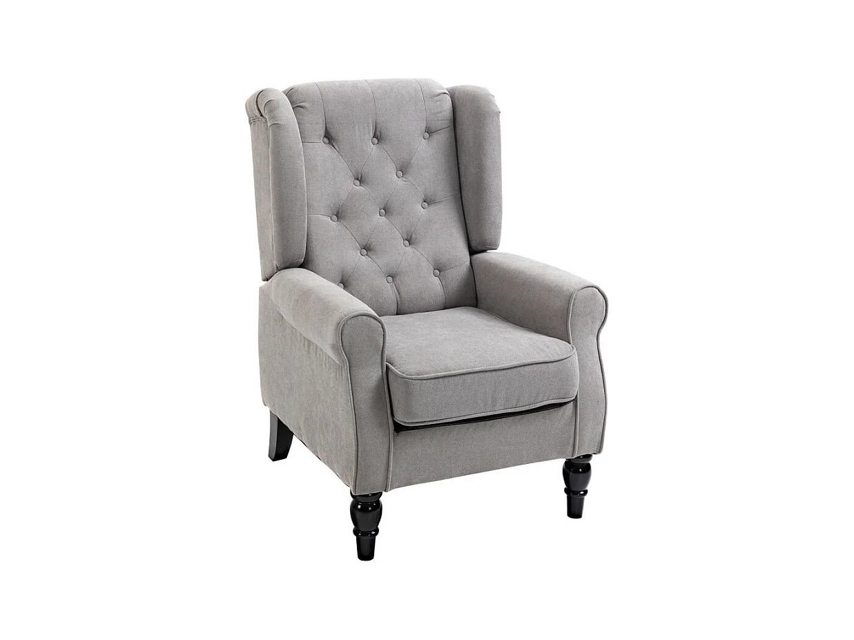 Fauteuil capitonné REYNALD gris