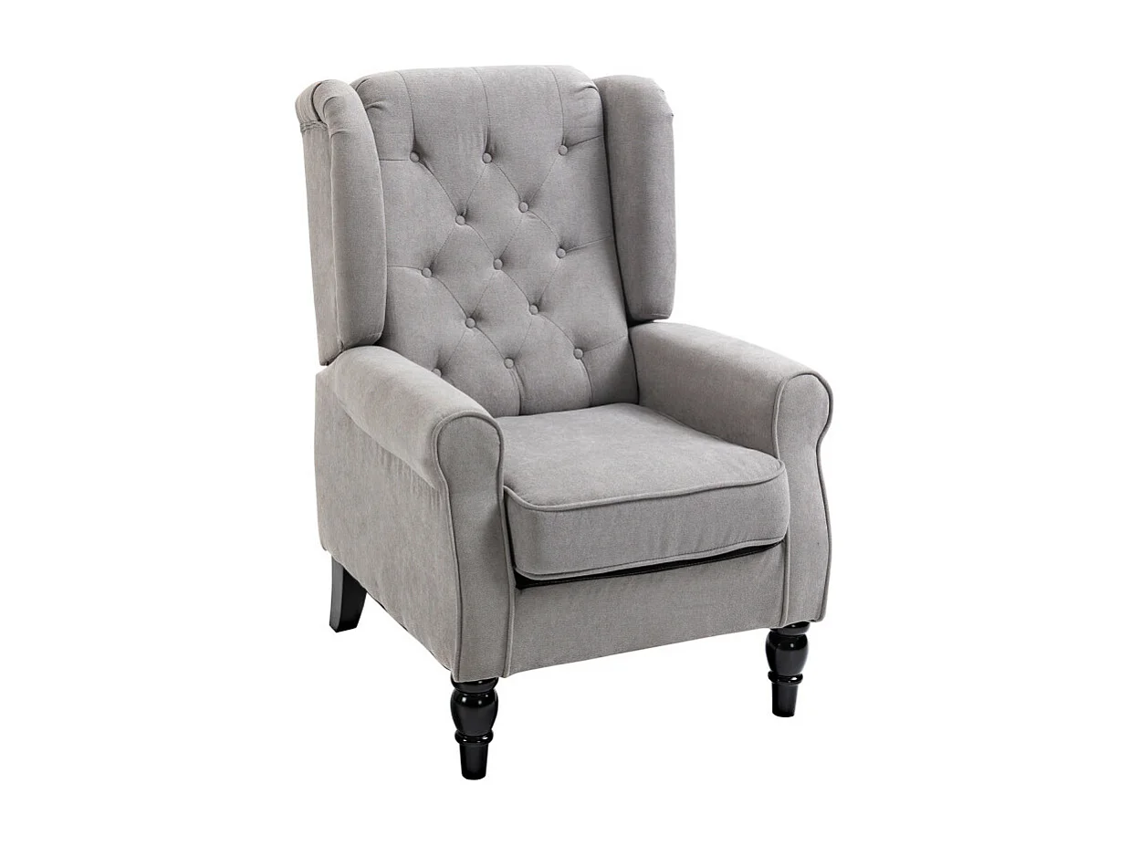 Fauteuil capitonné REYNALD gris