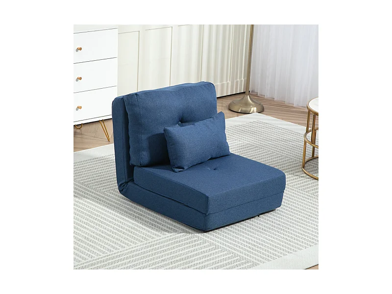 Chauffeuse dossier inclinable avec coussin ALBINA bleu foncé