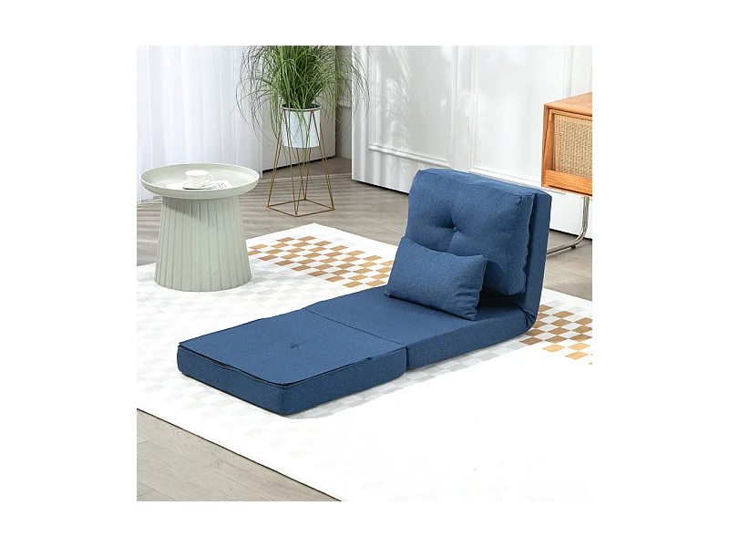 Chauffeuse dossier inclinable avec coussin ALBINA bleu foncé