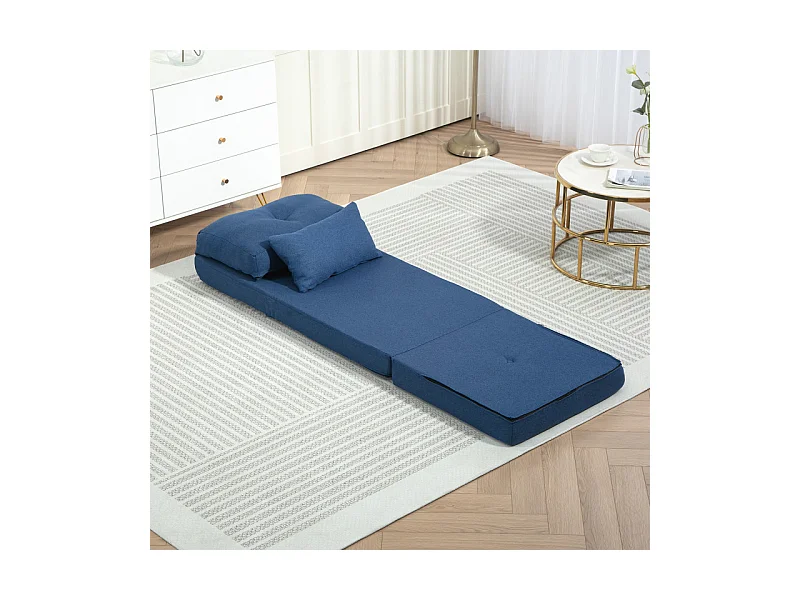 Chauffeuse dossier inclinable avec coussin ALBINA bleu foncé