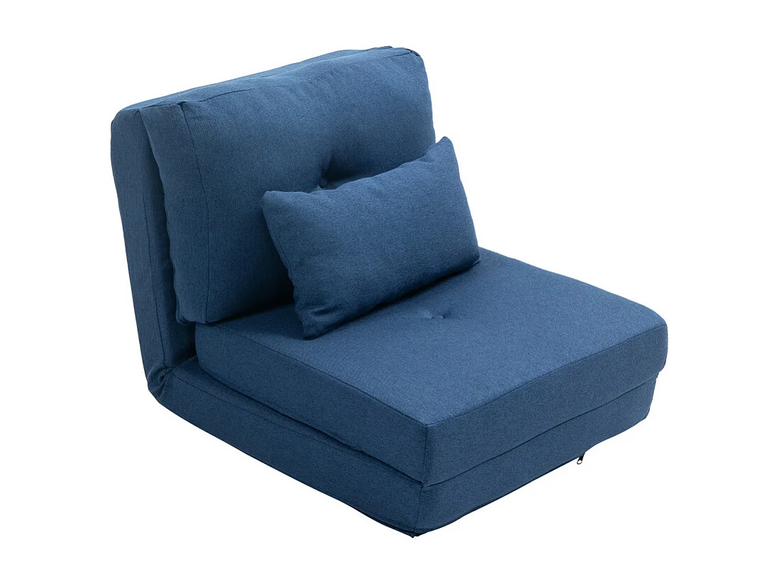 Chauffeuse dossier inclinable avec coussin ALBINA bleu foncé