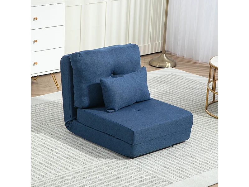 Chauffeuse dossier inclinable avec coussin ALBINA bleu foncé
