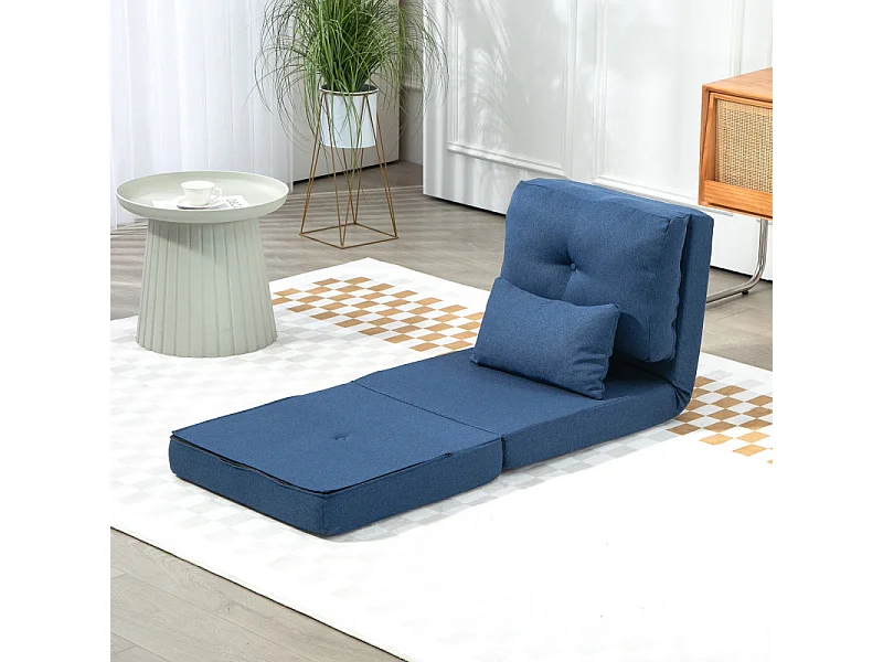 Chauffeuse dossier inclinable avec coussin ALBINA bleu foncé