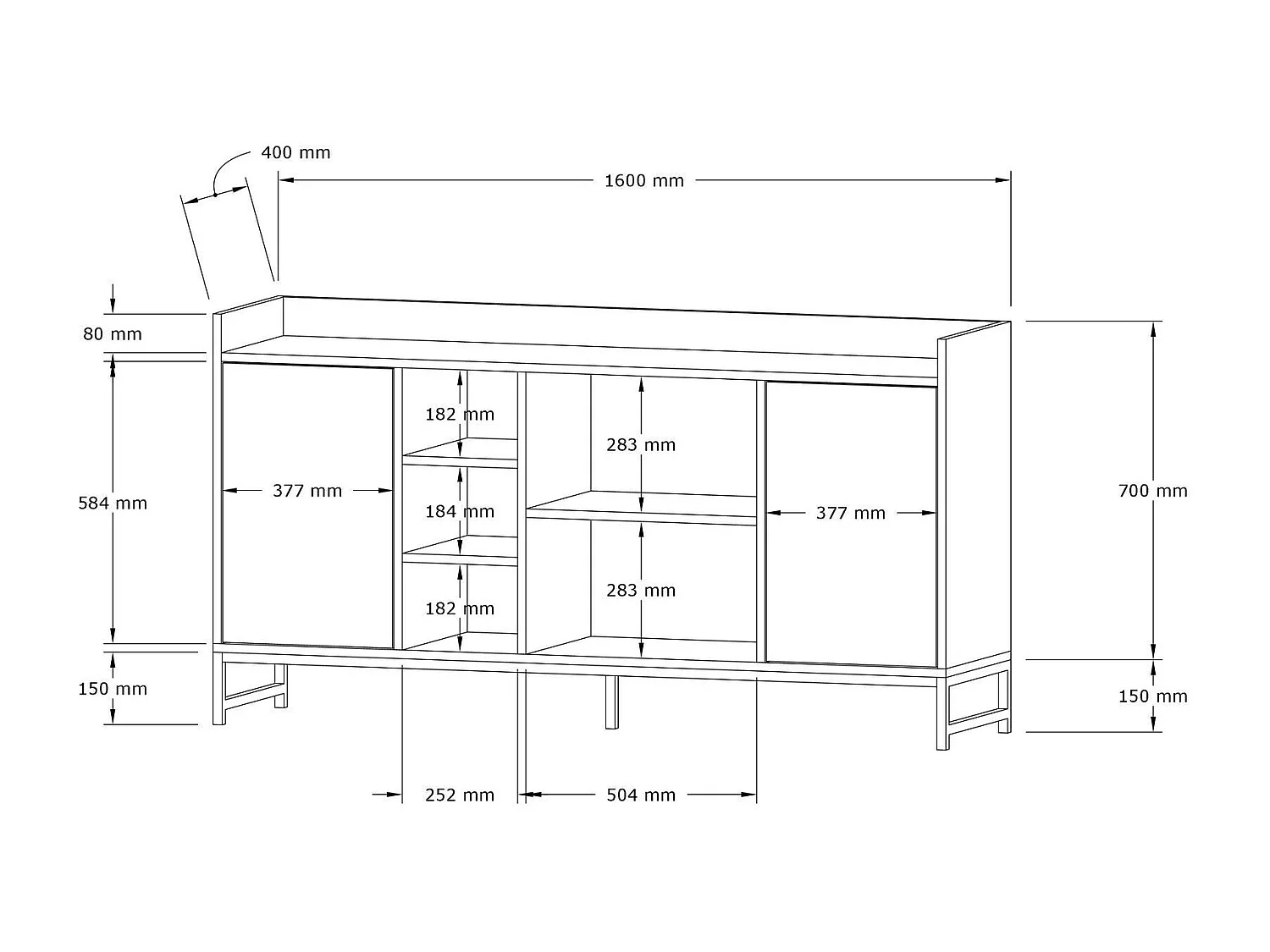 Aparador em mármore freesia – 160cm x 85cm x 40cm – Mármore