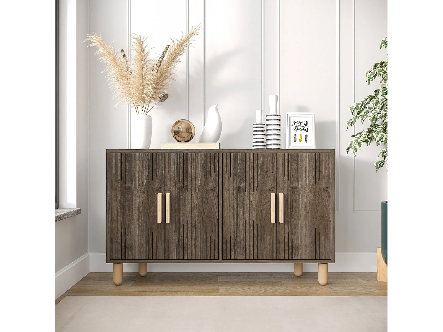 Aparador – 120 cm x 73,6 cm x 29,6 cm – Nogal – Tablero de partículas recubierto de melamina