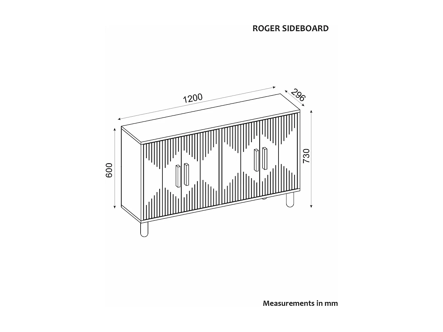 Aparador – 120 cm x 73,6 cm x 29,6 cm – Nogal – Tablero de partículas recubierto de melamina