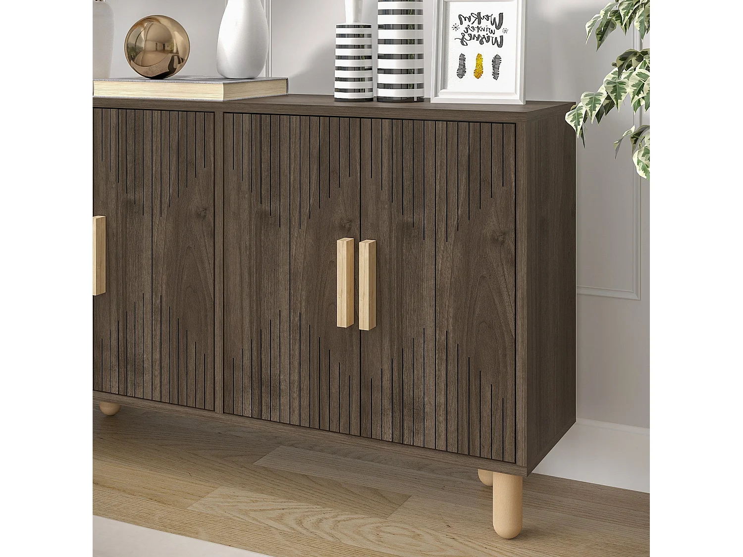 Aparador – 120 cm x 73,6 cm x 29,6 cm – Nogal – Tablero de partículas recubierto de melamina