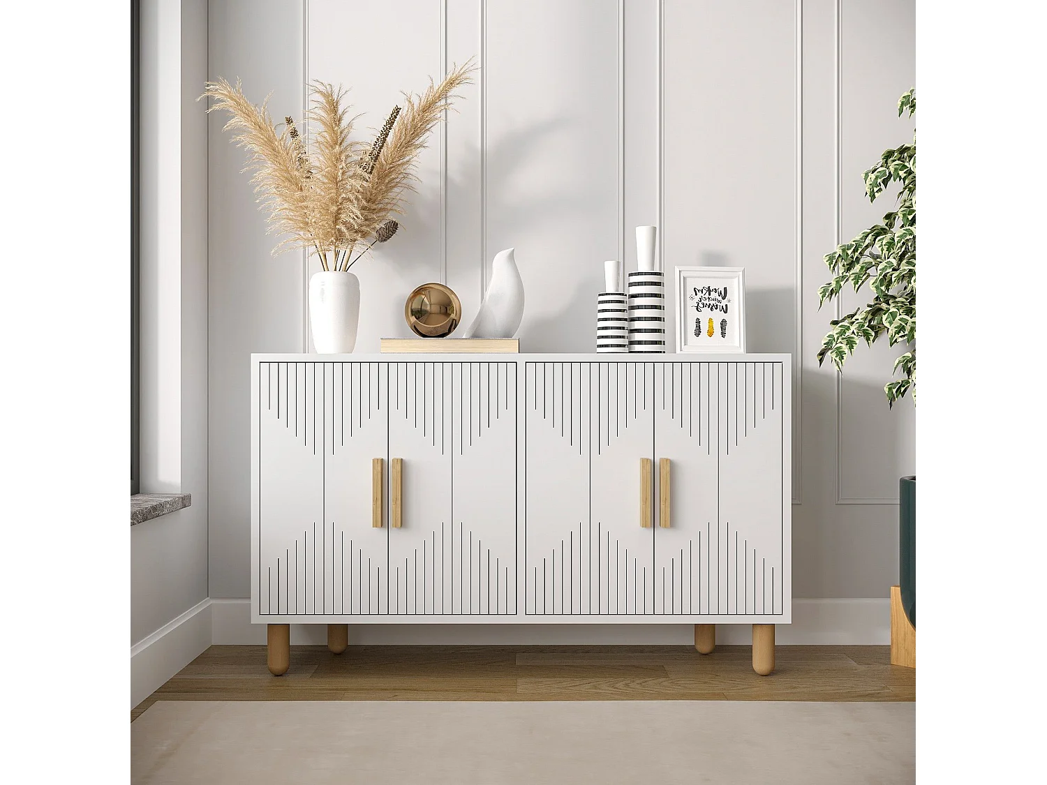 Aparador – 120 cm x 73,6 cm x 29,6 cm – Blanco – Tablero de partículas