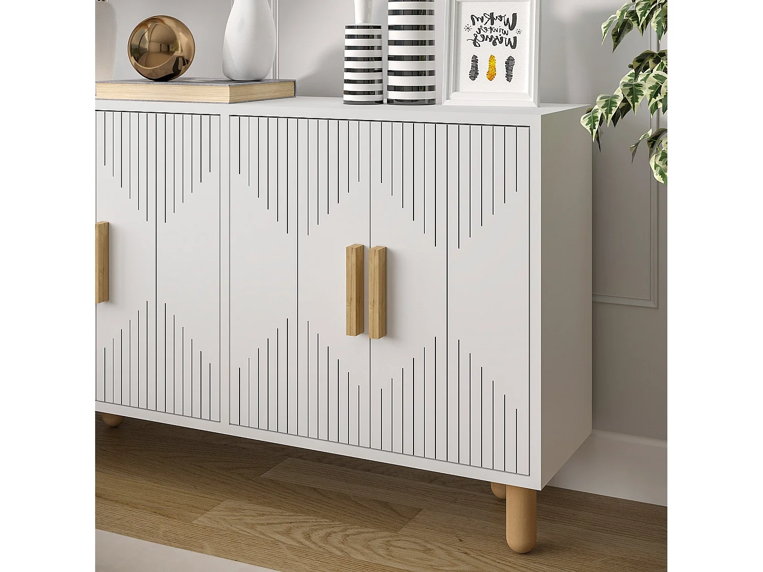 Aparador – 120 cm x 73,6 cm x 29,6 cm – Blanco – Tablero de partículas