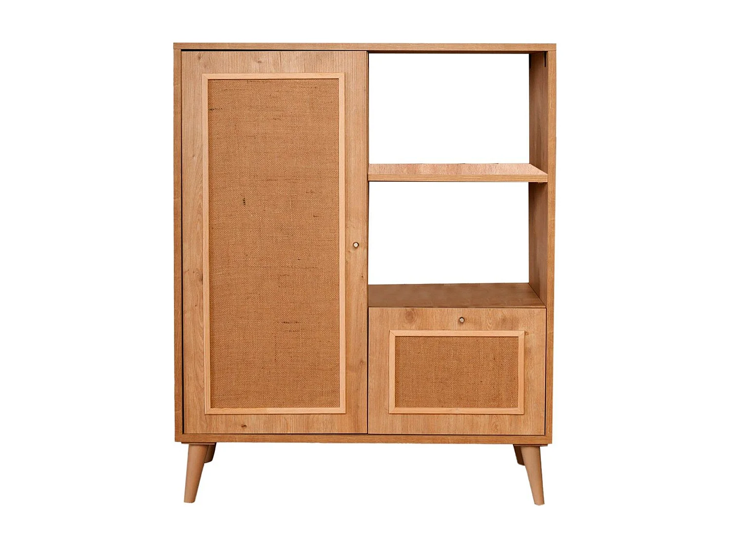 Buffet haut 2 portes Toile de Jute Londi H110cm Bois de charme massif clair