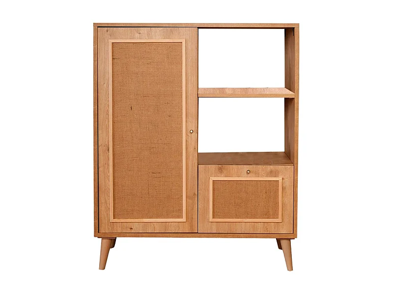 Buffet haut 2 portes Toile de Jute Londi H110cm Bois de charme massif clair