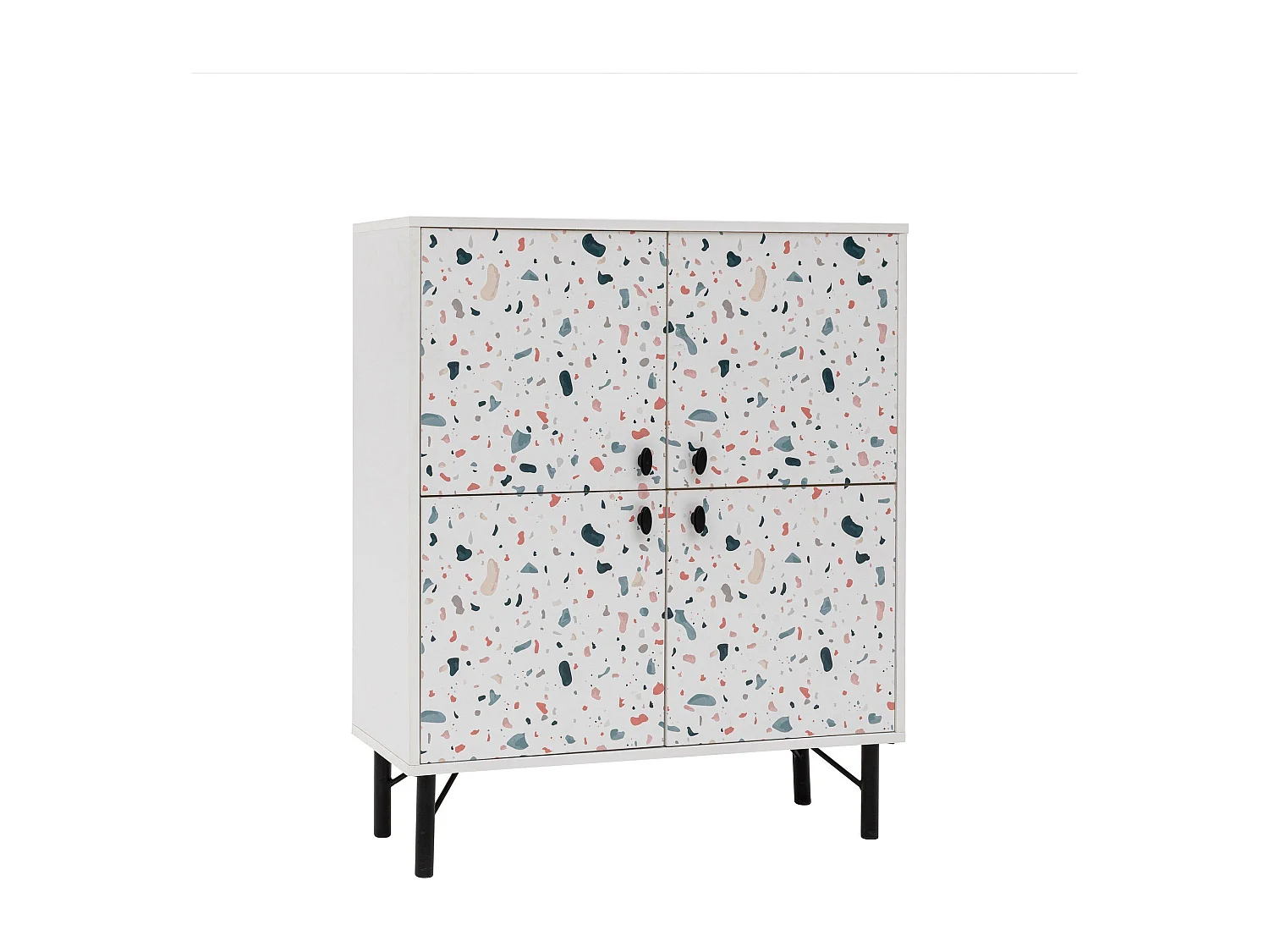 Buffet style contemporain Stilly L95cm Blanc Motif Taches Multicolore