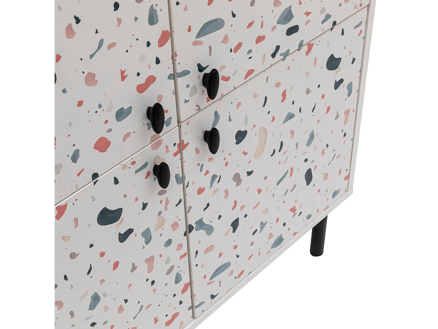 Buffet style contemporain Stilly L95cm Blanc Motif Taches Multicolore