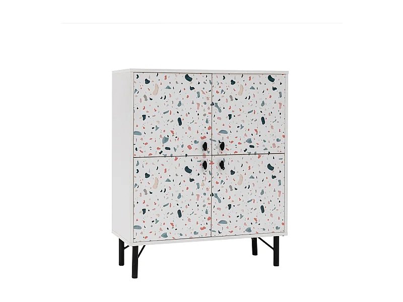 Buffet style contemporain Stilly L95cm Blanc Motif Taches Multicolore