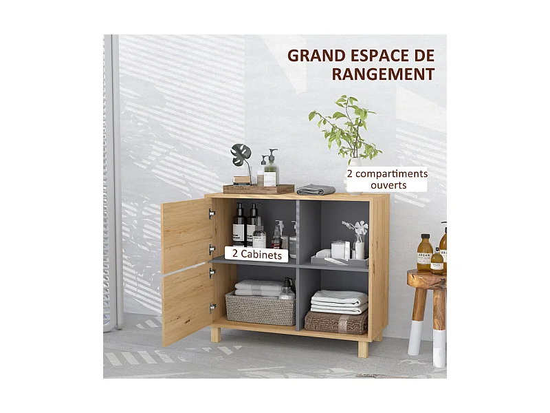 Meuble bas salle de bain CUNJO aspect bois naturel 