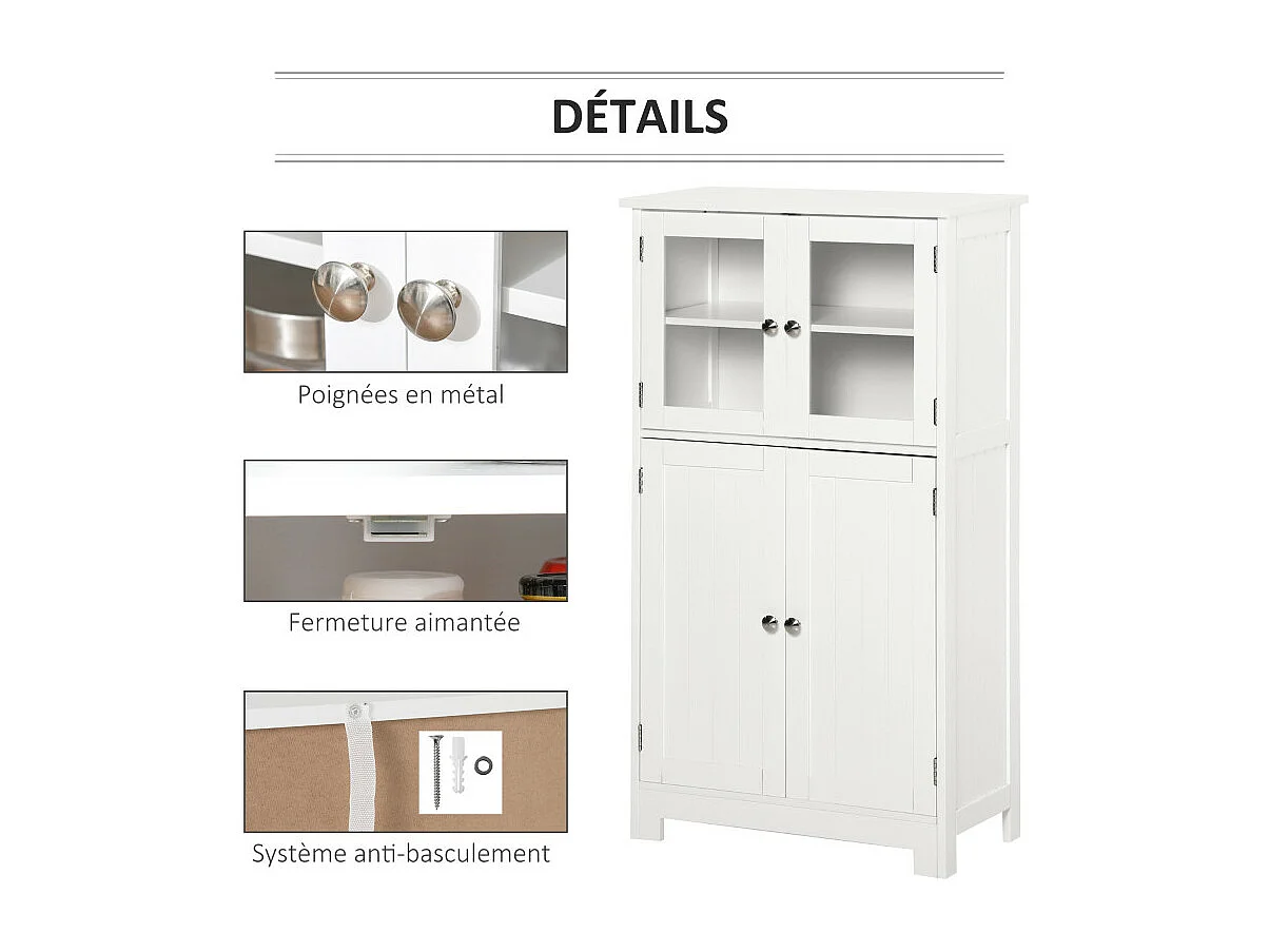 Armoire haute de salle de bains NAMAK blanc