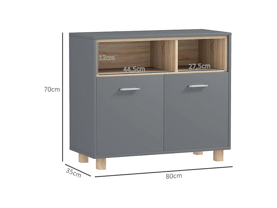 Meuble bas salle de bain BANNY gris et bois