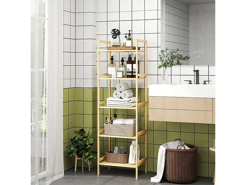 Etagère salle de bain 5 niveaux COLINA bambou