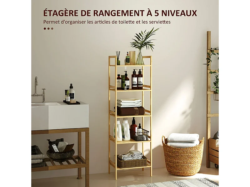 Etagère salle de bain 5 niveaux COLINA bambou