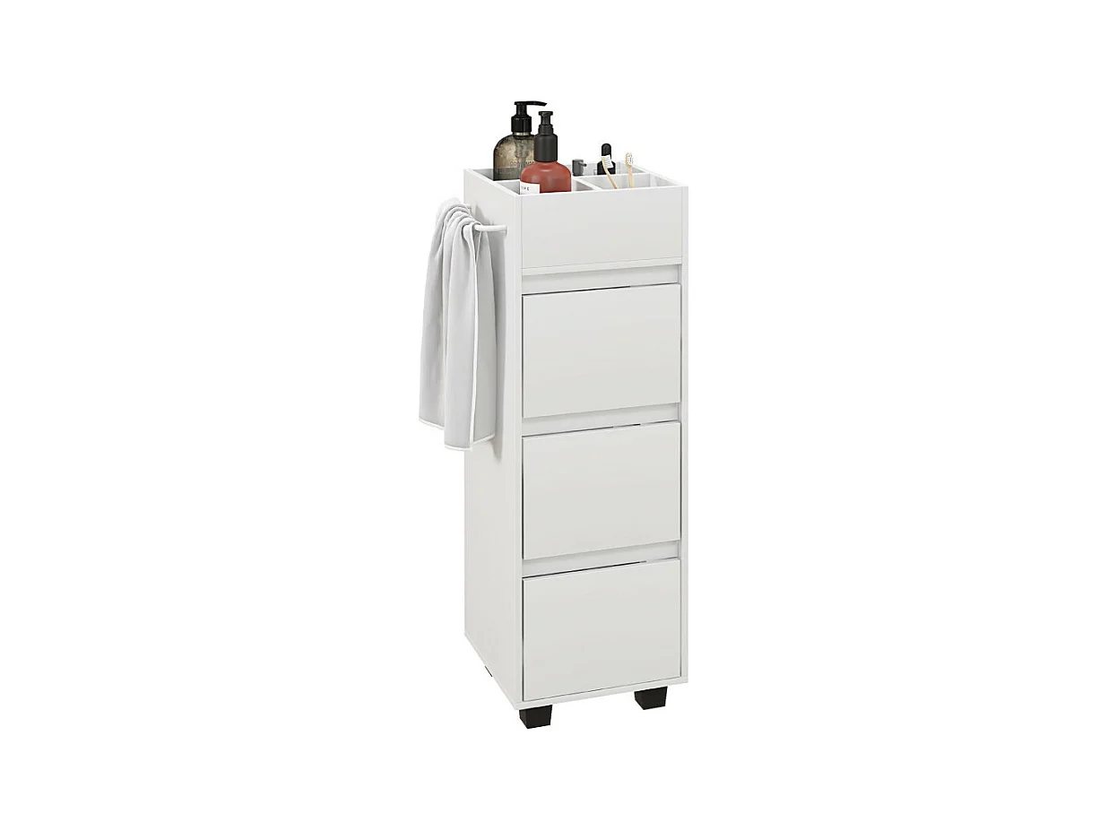 Meuble de salle de bain à roulettes CORINA blanc