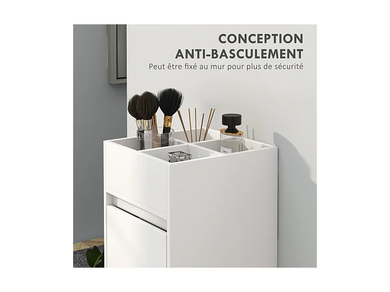 Meuble de salle de bain à roulettes CORINA blanc