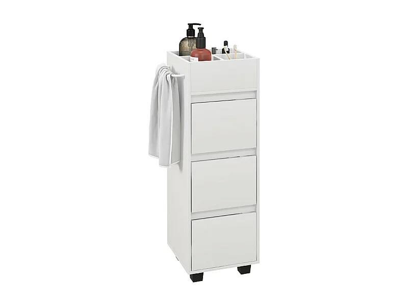 Meuble de salle de bain à roulettes CORINA blanc