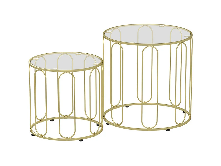 Lot de 2 tables gigognes PERSEE dorées