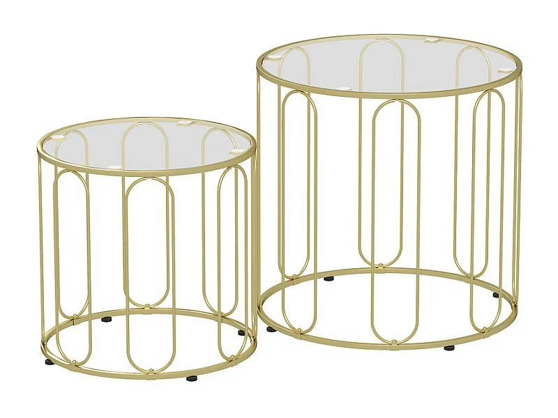 Lot de 2 tables gigognes PERSEE dorées