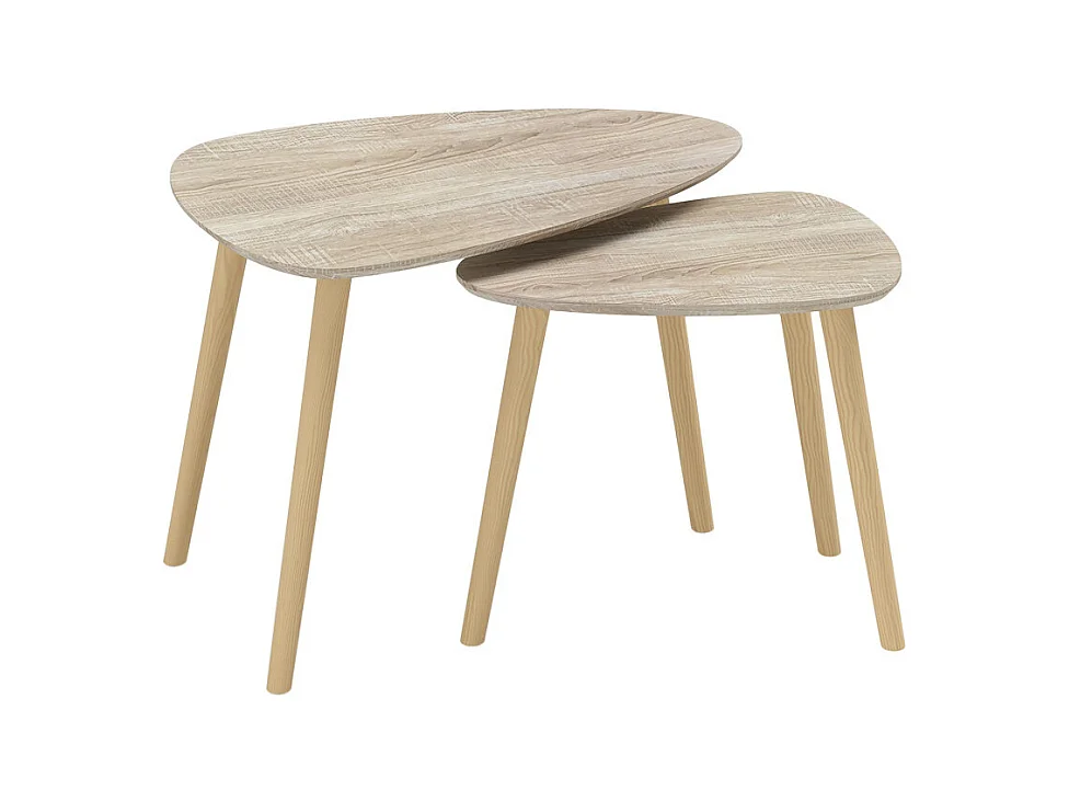 Lot de 2 tables basses gigognes ANGLET bois naturel