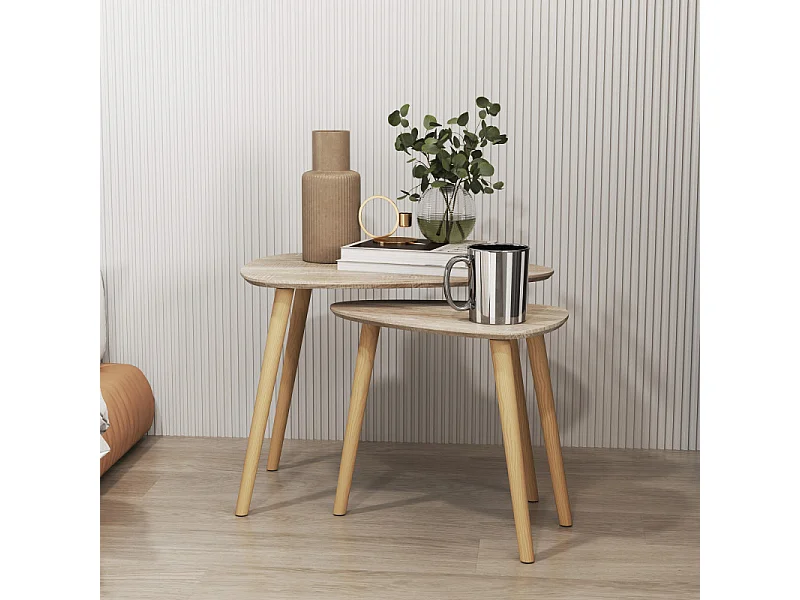 Lot de 2 tables basses gigognes ANGLET bois naturel