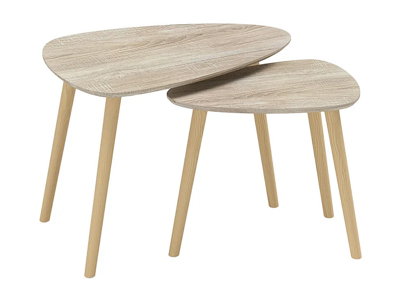 Lot de 2 tables basses gigognes ANGLET bois naturel