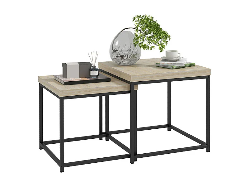 Lot de 3 tables basses gigognes carrées encastrables