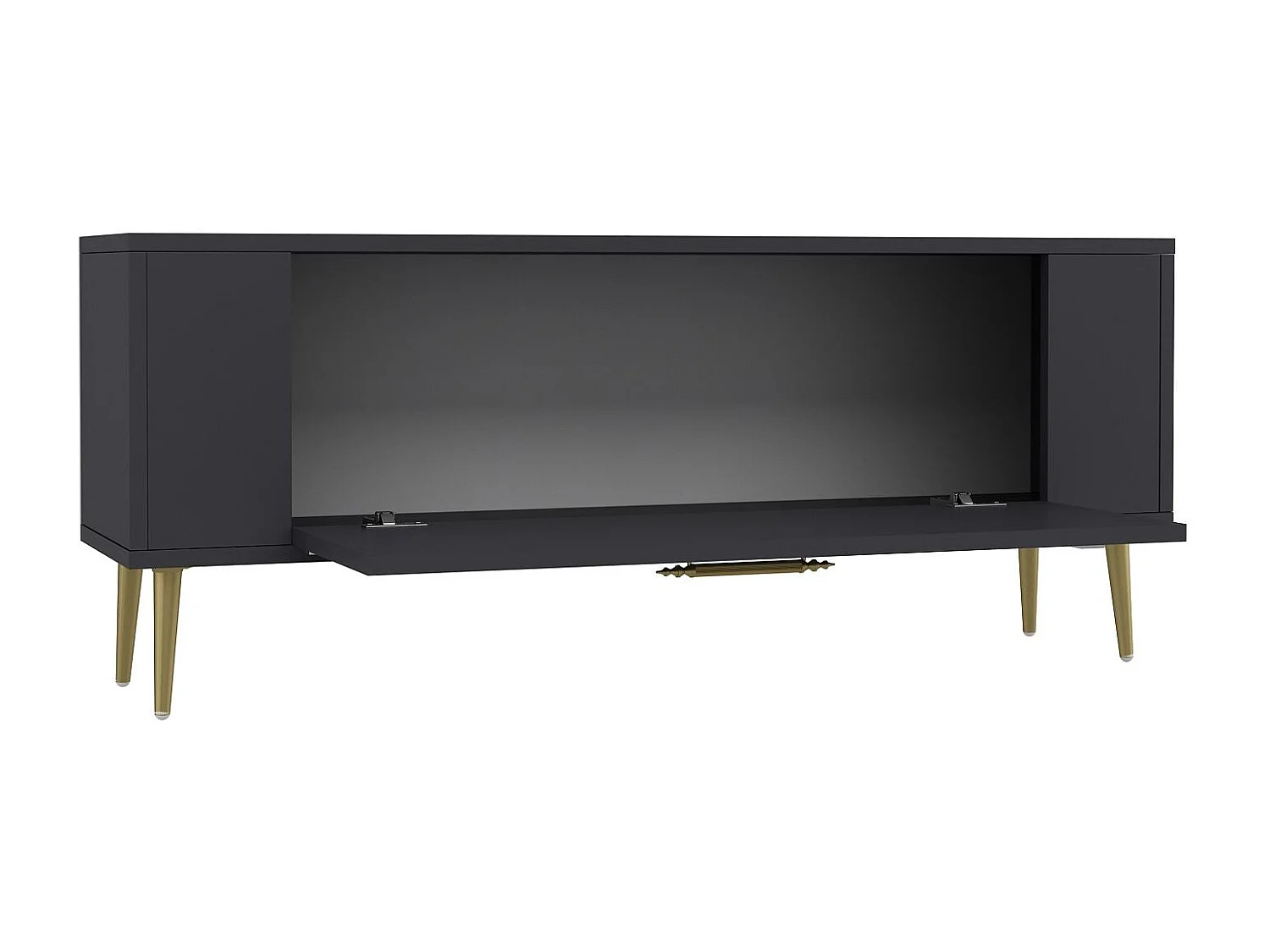 Móvel de TV – 120 cm x 48,2 cm x 26,4 cm – Antracite e Dourado – Melamina