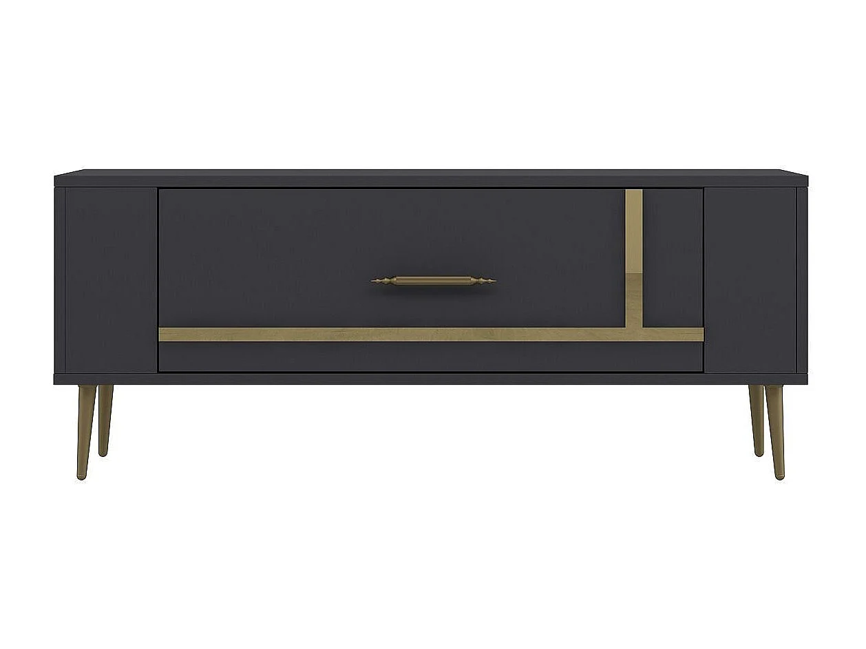 TV-Ständer – 120 cm x 48,2 cm x 26,4 cm – Anthrazit und Gold – Melamin