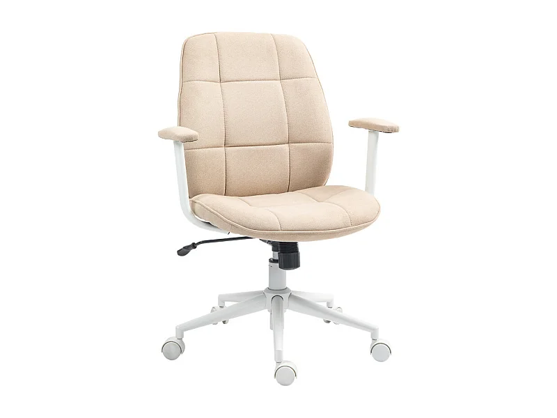 Chaise de bureau style Chesterfield réglable tissu beige