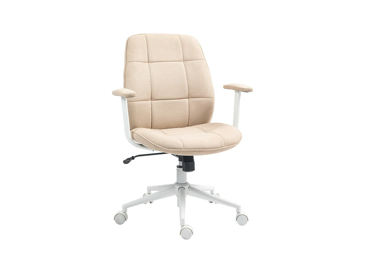 Chaise de bureau style Chesterfield réglable tissu beige