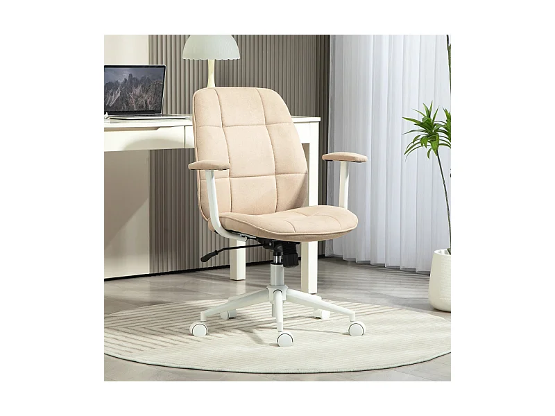 Chaise de bureau style Chesterfield réglable tissu beige