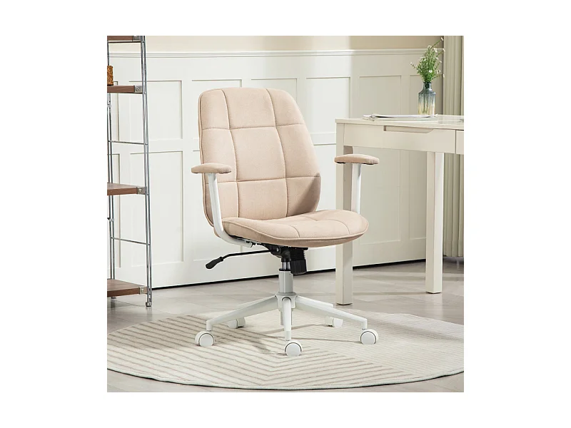 Chaise de bureau style Chesterfield réglable tissu beige