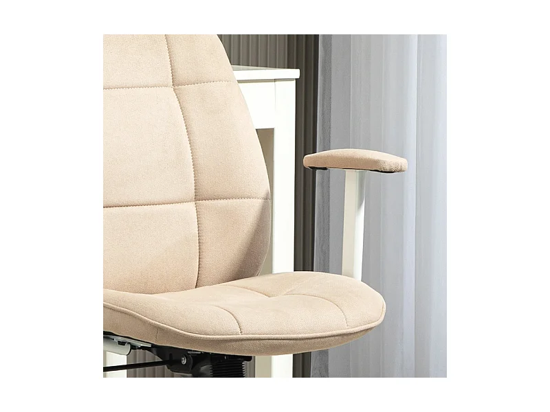 Chaise de bureau style Chesterfield réglable tissu beige